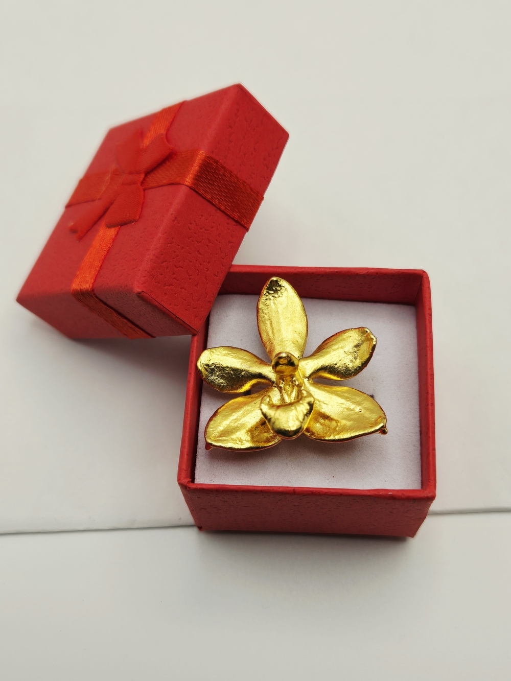 RISIS 22k Gold Plated Orchid Flower Brooch - Necklace Pendant